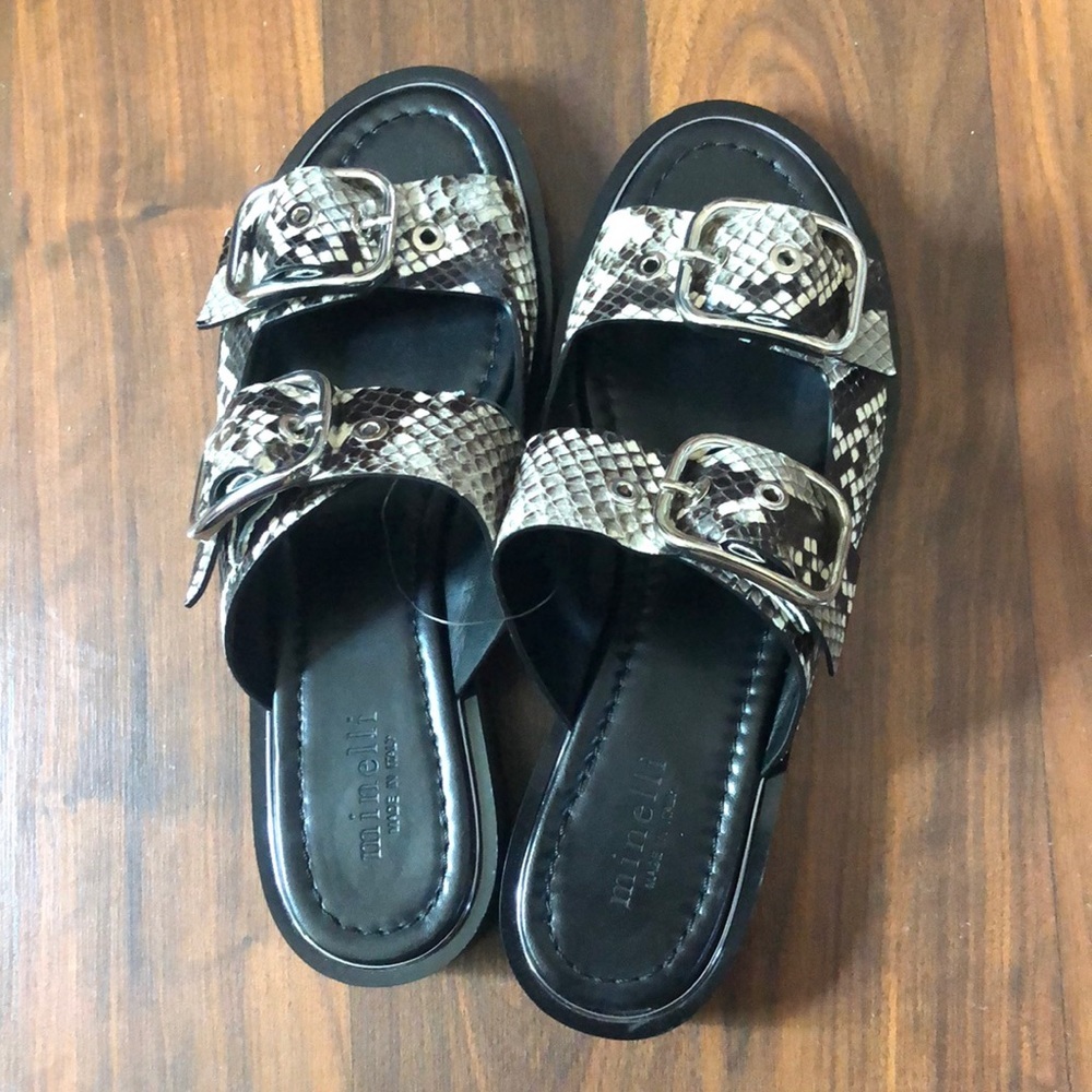 NWT Minelli Women’s Croco Dua strap Italian sandal